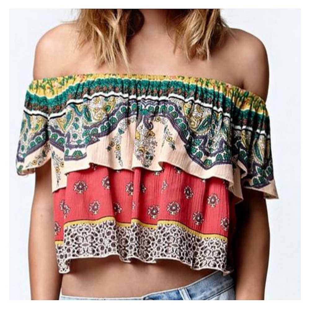 O'Neill Boho Cold Off the Shoulder Dallas Crop Top - Picture 2 of 6